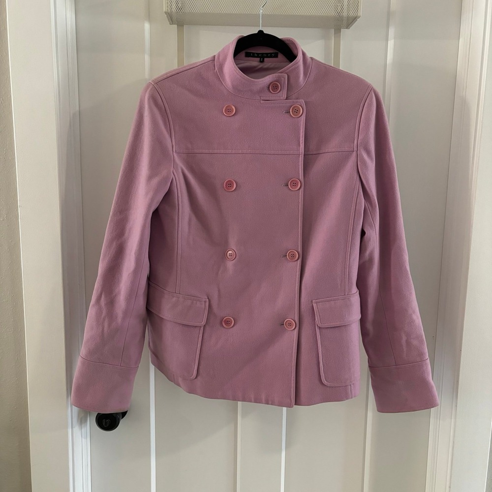Pink Theory Wool Pea Coat Women's Medium Made In USA Barbie core Outerwear